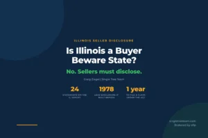 Is Illinois a buyer beware state? No, sellers must disclose. Illinois disclosure report has 24 statements, lead rule covers homes built before 1978, one year to file a claim under the Act